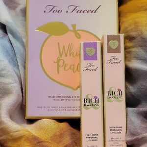 Too Faced White Peach Palette and Lip Gloss Set